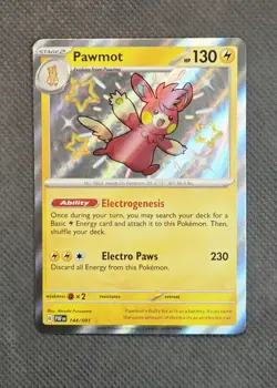 Pawmot Shiny Rare 144/091 Scarlet & Violet Paldean Fates Pokemon TCG Card NM - Image 1