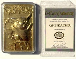 1999 Pokemon 23K Gold Plated Pikachu Card #25 w/ COA Nintendo Burger King - Image 1