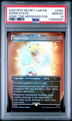2025 MTG SECRET LAIR DROP SONIC: FRIENDS & FOES-FOIL #2081 SUPER STATE PSA 10 - Image 1