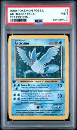 1999 POKEMON FOSSIL 1ST ED #2 ARTICUNO-HOLO PSA 9 - Image 1