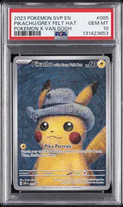 2023 POKEMON SVP EN-SV BLACK STAR PROMO #085 PIKACHU WITH GREY FELT HAT PSA 10 - Image 1