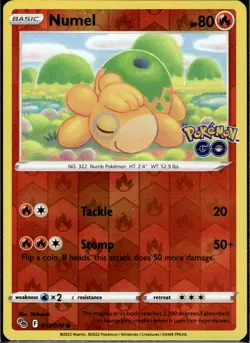Numel (Peelable Ditto) Common Fire Reverse Holofoil Pokemon GO 013/078 NM - Image 1