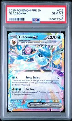 2025 POKEMON PRE EN-PRISMATIC EVOLUTIONS #026 GLACEON EX PSA 10 - Image 1