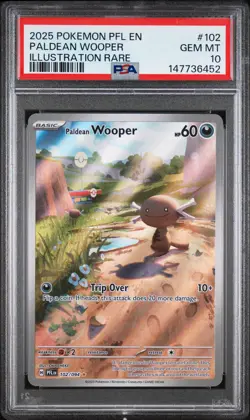 2025 POKEMON PFL EN-PHANTASMAL FLAMES ILLUSTRATION RARE PALDEAN WOOPER PSA 10 - Image 1