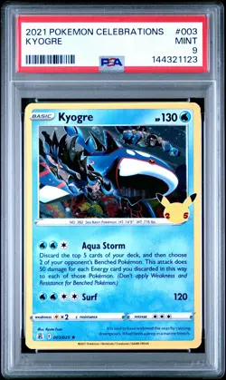 2021 POKEMON CELEBRATIONS #003 KYOGRE PSA 9 - Image 1