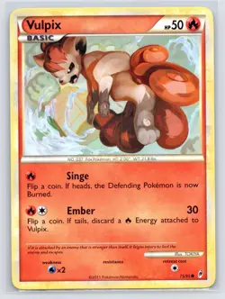 Pokemon TCG Vulpix Call of Legends 75/95 Regular Common DMG - Image 1