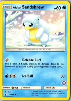 Alolan Sandshrew 19/145 Common SM - Guardians Rising LP Pokemon Card - Image 1