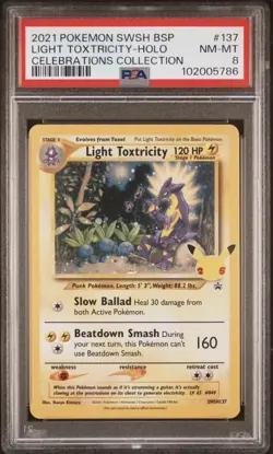 Pokemon PSA 8 Light Toxtricity BlackStar Promo #SWSH137 Celebrations 2021 Holo💫 - Image 1