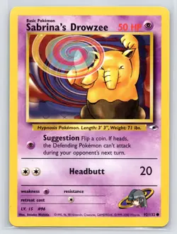 Pokemon TCG Sabrina's Drowzee Gym Heroes 92/132 Regular Unlimited Common LP - Image 1