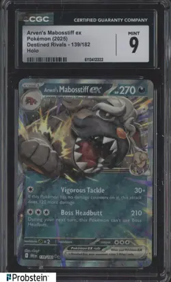 2025 Pokemon Destined Rivals #139 Arven's Mabosstiff ex CGC 9 MINT - Image 1