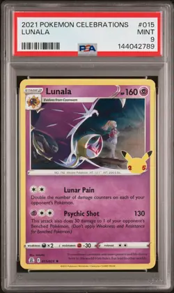 2021 POKEMON CELEBRATIONS #015 LUNALA PSA 9 - Image 1
