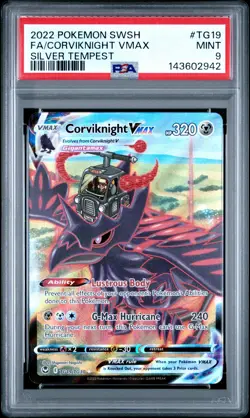 2022 POKEMON SWORD & SHIELD SILVER TEMPEST #TG19 FULL ART/CORVIKNIGHT VMAX PSA 9 - Image 1