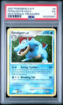 2007 POKEMON DIAMOND & PEARL MYSTERIOUS TREASURES #8 FERALIGATR-HOLO PSA 3 - Image 1