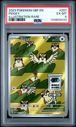 2023 POKEMON OBF EN-OBSIDIAN FLAMES ILLUSTRATION RARE #207 PIDGEY PSA 6 - Image 1