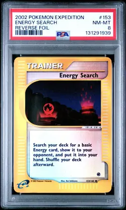 2002 POKEMON EXPEDITION #153 ENERGY SEARCH-REVERSE FOIL PSA 8 - Image 1
