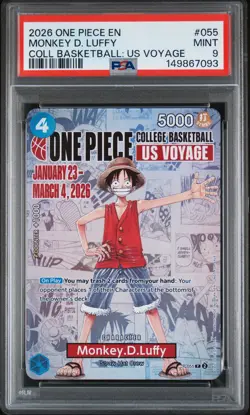 2026 ONE PIECE PROMOS COLLEGE BASKETBALL : US VOYAGE #055 MONKEY D. LUFFY PSA 9 - Image 1