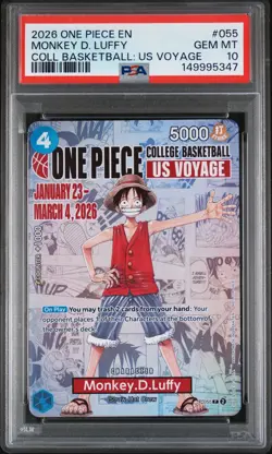 2026 ONE PIECE PROMOS COLLEGE BASKETBALL : US VOYAGE MONKEY D. LUFFY PSA 10 - Image 1