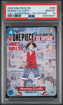 2026 ONE PIECE PROMOS COLLEGE BASKETBALL : US VOYAGE MONKEY D. LUFFY PSA 10 - Image 1