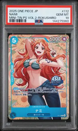 2025 ONE PIECE JPN MINI-TIN PACK SET VOL.2 KOUSHI ROKUSHIRO #112 NAMI PSA 10 - Image 1