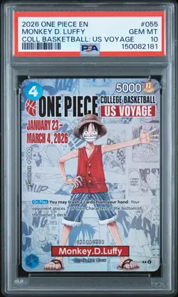 2026 ONE PIECE PROMOS COLLEGE BASKETBALL : US VOYAGE MONKEY D. LUFFY PSA 10 - Image 1