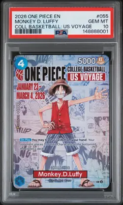 2026 ONE PIECE PROMOS COLLEGE BASKETBALL : US VOYAGE MONKEY D. LUFFY PSA 10 - Image 1