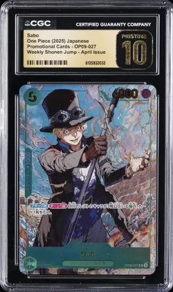 2025 ONE PIECE JPN SHONEN JUMP APRIL PROMO #OP09-027 SABO CGC 10 PRISTINE - Image 1