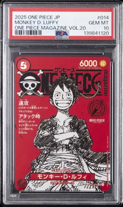 2025 ONE PIECE JPN PROMOS ONE PIECE MAGAZINE VOL.20 #014 MONKEY D. LUFFY PSA 10 - Image 1