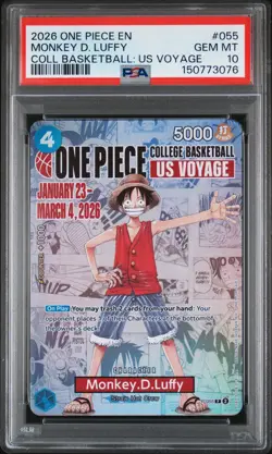 2026 ONE PIECE PROMOS COLLEGE BASKETBALL US VOYAGE MONKEY D. LUFFY PSA 10 - Image 1