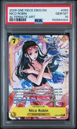 2026 ONE PIECE EB03-ONE PIECE HEROINES EDITION ALT ART #055 NICO ROBIN PSA 10 - Image 1