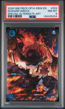 2026 ONE PIECE THE AZURE SEA'S SEVEN SPECIAL ALT ART #023 EDWARD WEEVIL PSA 8 - Image 1