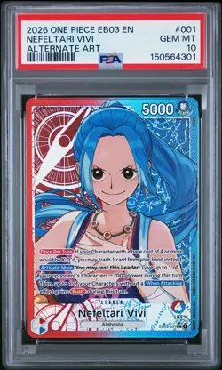 2026 ONE PIECE EB03-ONE PIECE HEROINES EDITION ALT ART NEFELTARI VIVI PSA 10 - Image 1
