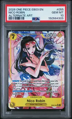 2026 ONE PIECE EB03-ONE PIECE HEROINES EDITION ALT ART #055 NICO ROBIN PSA 10 - Image 1