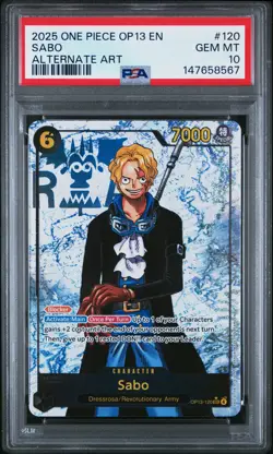 2025 ONE PIECE OP13-CARRYING ON HIS WILL ALTERNATE ART #120 SABO PSA 10 - Image 1