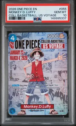 2026 ONE PIECE PROMOS COLLEGE BASKETBALL : US VOYAGE MONKEY D. LUFFY PSA 10 - Image 1