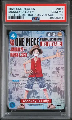 2026 ONE PIECE PROMOS COLLEGE BASKETBALL : US VOYAGE MONKEY D. LUFFY PSA 10 - Image 1