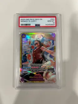 ONE PIECE Monkey D Luffy PSA 10 eb02 EN #061 sec BANDAI card game - Image 1