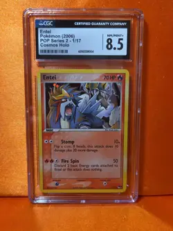 CGC 8.5 Entei 2006 POP Series 2 1/17 Cosmos Holo Pokemon Card - Image 1