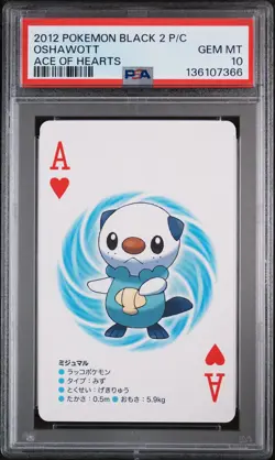2012 POKEMON BLACK 2 PLAYING CARDS ACE OF HEARTS OSHAWOTT PSA 10 - Image 1