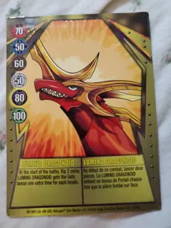 2009 Bakugan Gundalian Invaders gold gate Card 14/48b Lumino Dragonoid (Card) - Image 1