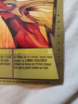 2009 Bakugan Gundalian Invaders gold gate Card 14/48b Lumino Dragonoid (Card) - Image 3