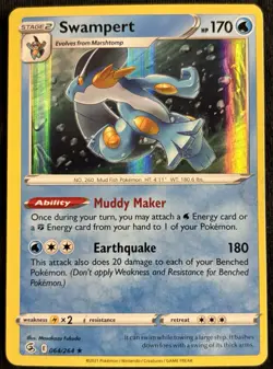 Pokemon Swampert Fusion Strike 064/264 Stage 2 170HP Holo Rare English Card - Image 1
