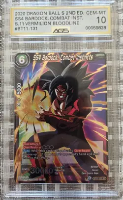 SS4 Bardock, Combat Instincts BT11-131 SR Dragon Ball Super Card Game AGS 10 - Image 2