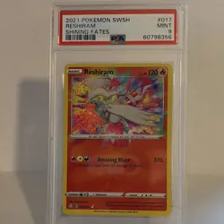 Pokemon Reshiram Amazing Rare Holo 017/072 Shining Fates 120HP PSA 9 TCG Card - Image 1