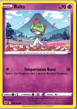 Ralts 060/189 Common SWSH10: Astral Radiance LP Pokemon Card - Image 1