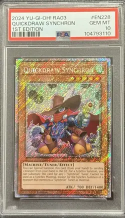 2024 PSA 10 YUGIOH RA03 BONANZA PLATINUM SECRET RARE QUICKDRAW SYNCHRON 💎 - Image 1