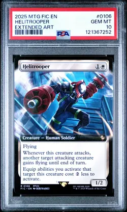 2025 MTG FINAL FANTASY COMMANDER EXTENDED ART #0106 HELITROOPER PSA 10 - Image 1