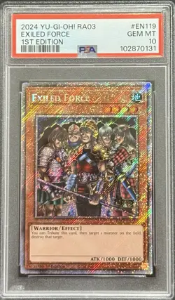 2024 PSA 10 YUGIOH RA03 BONANZA PLATINUM SECRET RARE EXILED FORCE 💫 - Image 1