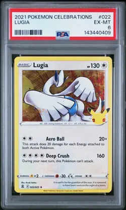 2021 POKEMON CELEBRATIONS #022 LUGIA PSA 6 - Image 1