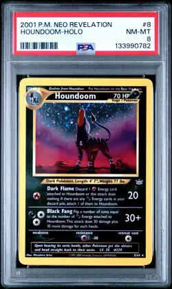 2001 POKEMON NEO REVELATION #8 HOUNDOOM-HOLO PSA 8 - Image 1