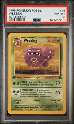1999 POKEMON FOSSIL 1ST EDITION #45 WEEZING PSA 8 - Image 1